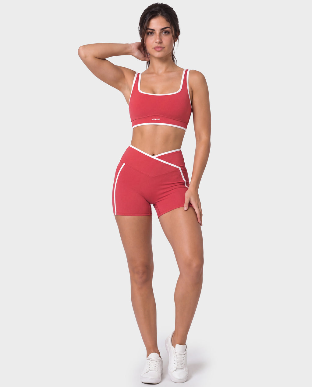 Invisible Push-up Short Set Red and White Line