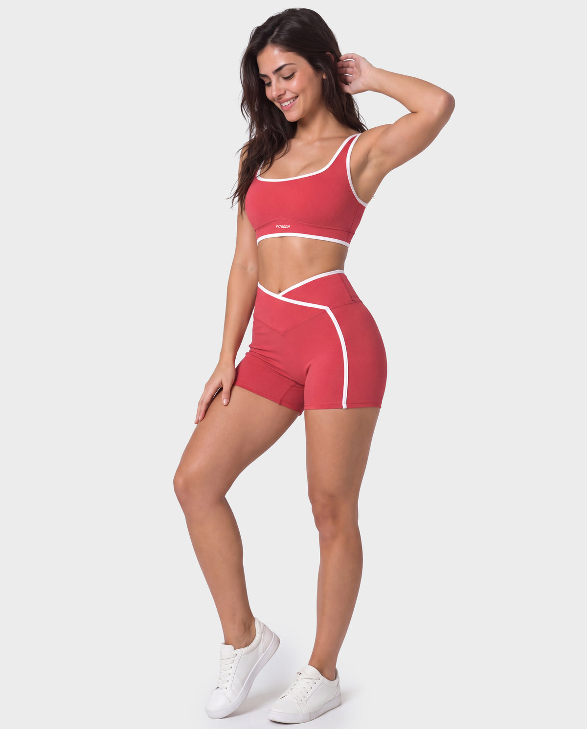 Invisible Push-up Short Set Red and White Line