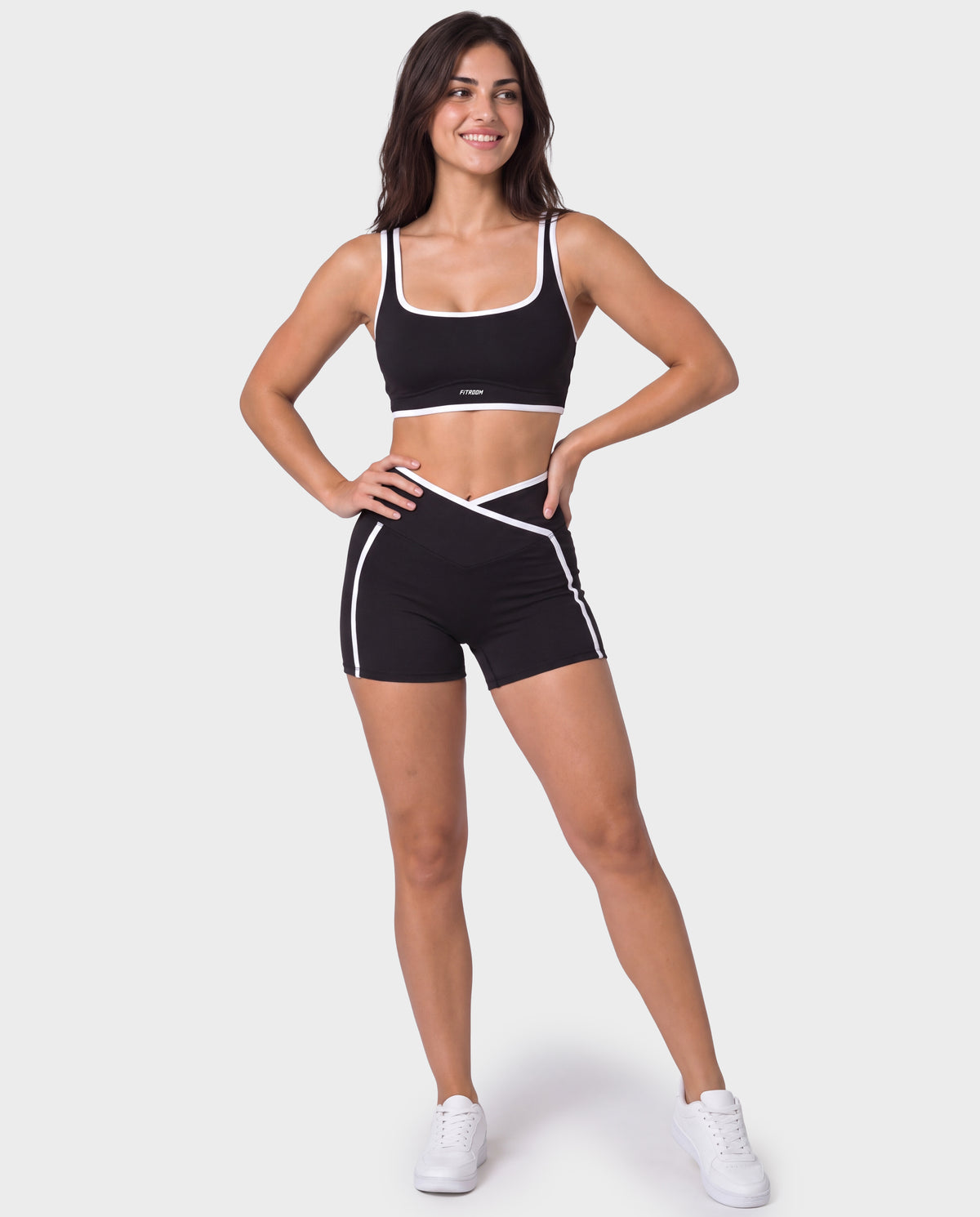 Invisible Push-up Short Set Black and White Line