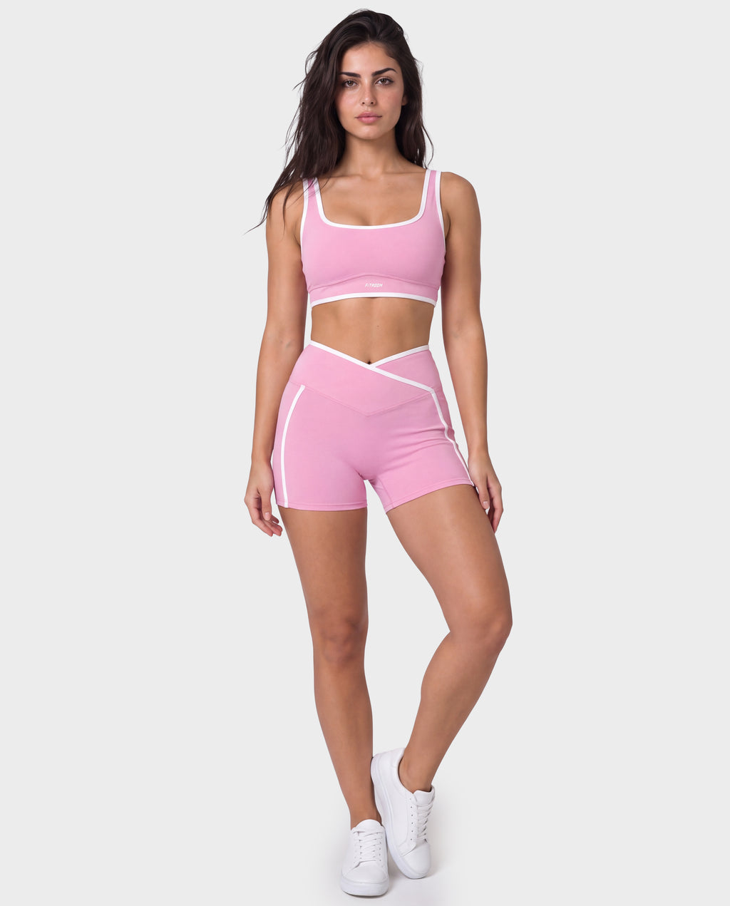 Invisible Push-up Short Set Pink and White Line