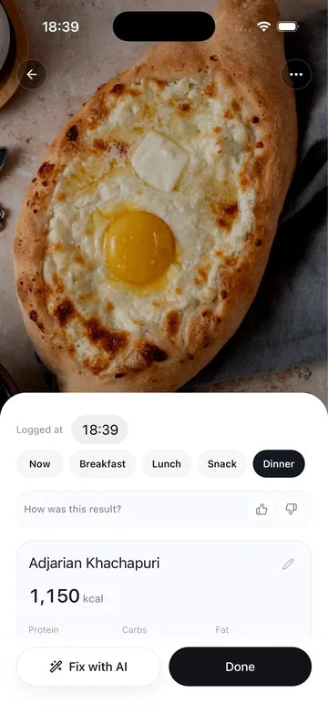 Fitroom meal analysis result